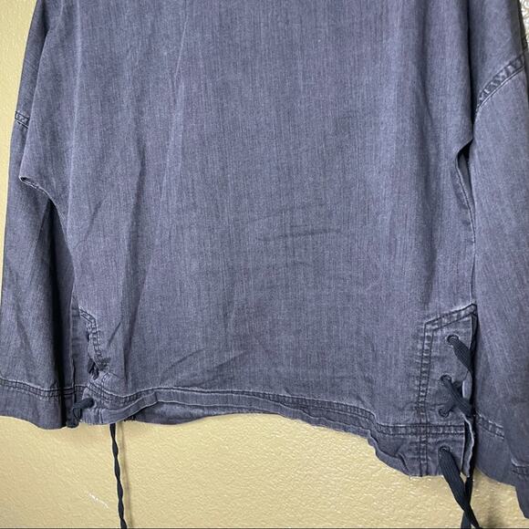 Madewell Womens Top Size XXS Black Long Sleeve Chambray V-Neck Pullover Casual - Picture 11 of 12